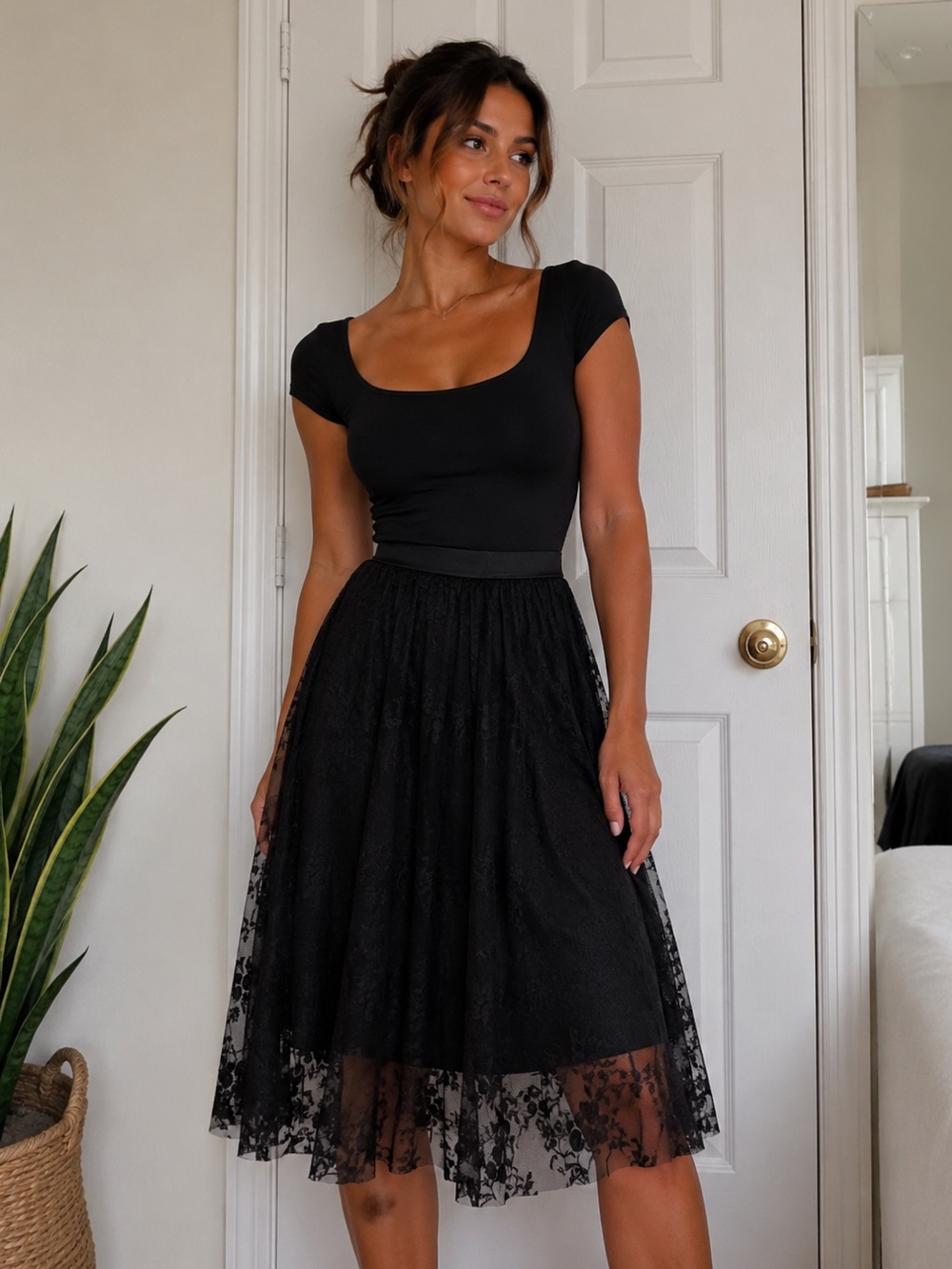 Saks fifth avenue Black Lace Skirt - Women